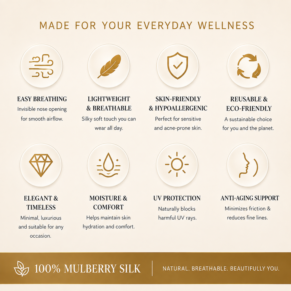 Skinalis 100% Mulberry Silk Breathing Face Mask – UV Protection, Gentle & Breathable